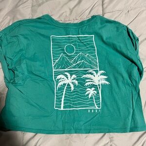 Roxy Teal Crew Neck Tee with Subtle White Logo
